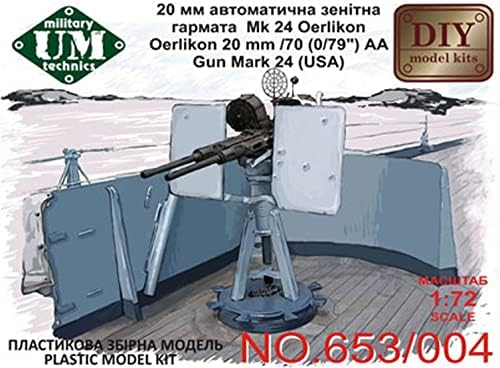 72653-04 1/72 צבא ארצות הברית אליקון, 0.8 אינץ', מ.ק.24 דגם פלסטיק אקדח אחורי
