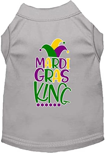 מרדי גרא קינג מסך הדפס Mardi Gras חולצת כלבים אפור Med