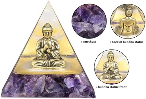 פליז פליז יושב בודהה בודהה בריפוי פירמידה קריסטל אורגונה לפירמידה חיובית, אבן אורגוניט, הגנת רייקי רייקי