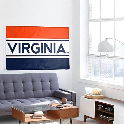 NCAA וירג'יניה קוואליירס יוניסקס דו צדדי 3 'x 5' לוגו צוות דגל אופקי, אופקי 3 'x 5', גודל אחד
