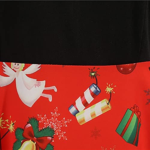 חג המולד שמלות נשים ארוך שרוול קוקטייל נדנדה שמלת פתית שלג איל מודפס קוספליי מסיבת תלבושות שמלה