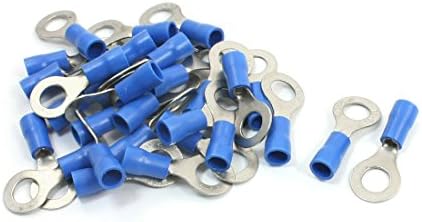 IIVVERR 30 PCS PVC מכנסי טבעת מבודדים כבל טבעת כבלים כחולים RV2-6 AWG 16-14 (30 יחידות PVC טבעת מבודדת כבל מסוף כבלים כחולים RV2-6 AWG
