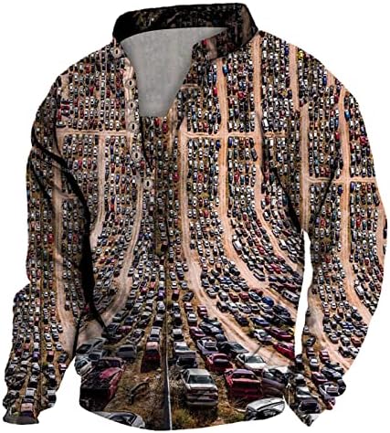חולצות T גברים מגדירים כפתור גברים שרוול ארוך חולצה חיצונית דפוס שבטי שבטי שרוול ארוך עליון תחת קרצוף טי טי
