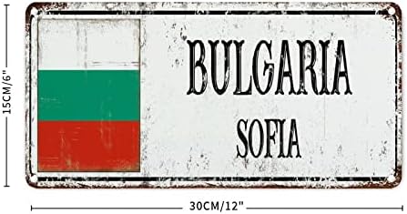WOGUANGIS BULGARIA METAL PLAQUE שלט פח בולגריה דגל לאומי דגל קיר מתכת שלט מתכת כפרי מזכרת מתנה וינטג