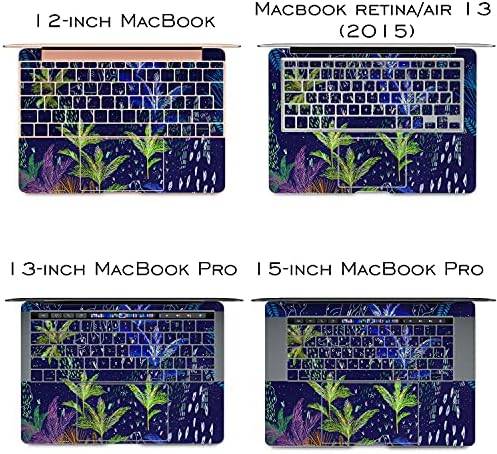 עור ויניל אלטרנטיבי תואם לאוויר MacBook 13 אינץ 'MAC Pro 16 רשתית 15 12 2020 2019 2018 דפוס כחול אקזוטי כפות ידיים טרופיות עלים עץ מדבקות
