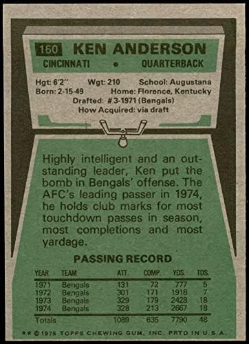 1975 Topps 160 Ken Anderson Cincinnati Bengals Ex/Mt Bengal