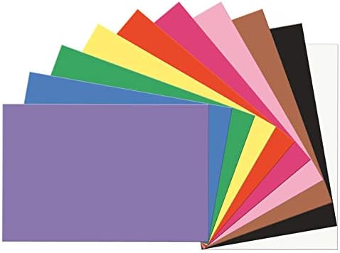 נייר בנייה של Prang, 10 צבעים שונים, 12 x 18, 100 גיליונות ונייר בנייה, צהוב, 12 x 18, 100 גיליונות