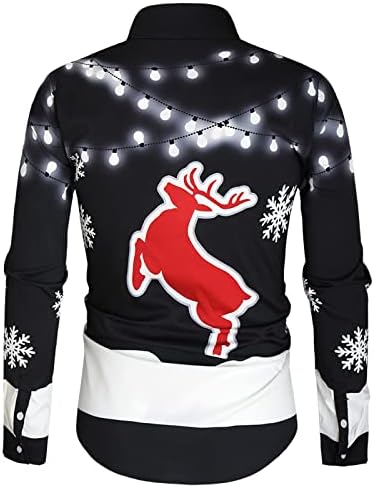 חולצות חג מולד xxbr לגברים, מצחיק 3D חג המולד סנטה קלאוס חתול מודפס על חולצה שרוול ארוך כפתור למטה חולצה מזדמנת
