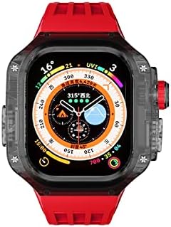 מקרה שקוף Dzhtus 49 ממ עבור Apple Watch Ultra 49 ממ מקרים מפלסטיק פס סיליקון IWatch Series Series Fluororubber Strap ערכת שינוי