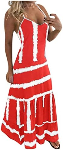 WPOUMV פלוס שמלה בגודל לנשים שמלות מקסי עם צווארון V ללא שרוולים מקסימום בלוק צבע בלוק קלע שמלת חוף ארוכה