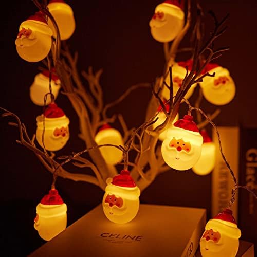 אורות מיתר ראש סנטה ראש 20 LED 10ft חג המולד סנטה קלאוס אורות מיתר סוללה אטומה למים אורות חג המולד LED לעץ חג המולד קישוטי חג חיצוניים