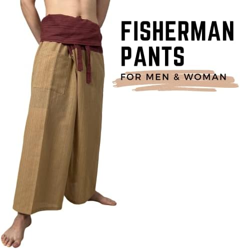 Sumalee - 2 טון מכנסי דייג תאילנדים לגברים ונשים מכנסיים מושלמים ליוגה, אומנויות לחימה, פיראט, ימי הביניים, פנטלונים סמוראים יפניים