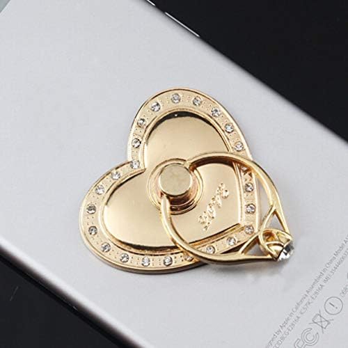 UKD Pulabo Metal Heart Thone Slacket מחזיק תושבת טבעת עם Rhinestone 360 ​​מעלות סיבוב אצבעות אחיזת אצבעות קסמי מחזיק לרוב הטלפונים הניידים