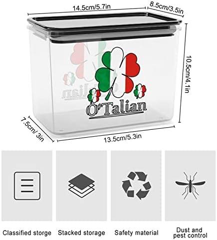 איטלקי אירי 4 עלה תלתן איטלקי דגל אחסון קופסא פלסטיק מזון ארגונית מיכל מיכלי עם מכסה למטבח