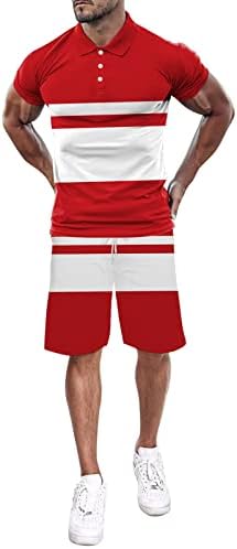 מכנסיים קצרים מזדמנים של קיץ מגברים קובע חולצת טי -שרוול קצרה של חולצת טריקו וחליפת ספורט קצרה בלוק צבע נוחה 2 תלבושות
