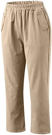 מכנסי יוגה קפרי קפרי מכנסי ג'רזי כותנה מכנסיים משוררים מכנסי טרניוט אימון אלסטי מכנסי טרקלין רופפים כיס מכנסי יבול