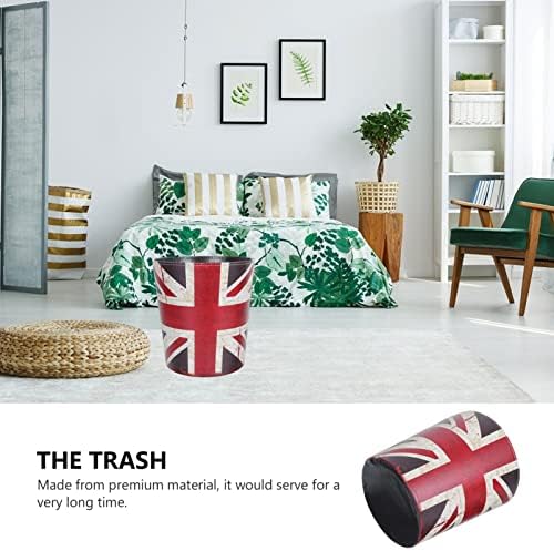 זבל של ג'וג'ופוני פחית עור וינטג 'בבריטניה עיצוב דגל זבל יכול עגול פסולת פסולת זבל סל מיכל פסולת למשרד אמבטיה מטבח ביתי
