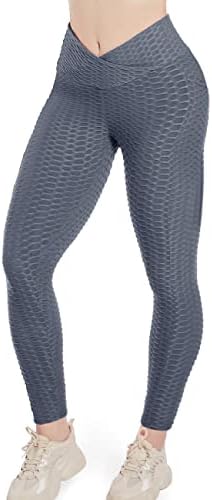 מכנסי יוגה גבוהים במותניים גבוהים של נשים אימון בקרת בטן אימון הרמת חותלות נמתחות טייץ שלל מרקם