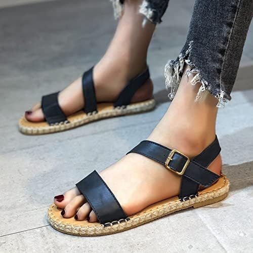סנדלים שטוחים לנשים קיץ אופנה כפכפים סנדלי אבזם שטוח שקופיות סנדלי נעלי בית