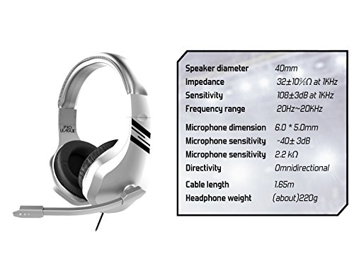 אוזניות משחקים תת-קוליות עם מיקרופון לפלייסטיישן 4 / פס4 סלים / פס4 פרו / אקסבוקס אחד/מחשב / כדורגל 2018 מהדורה, לבן