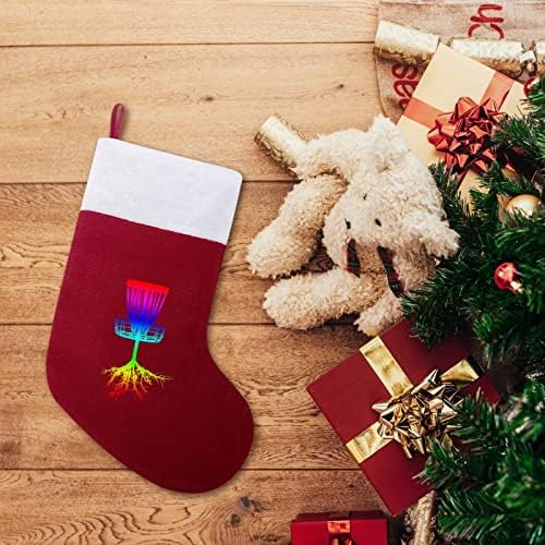 דיסק קשת גרב חג המולד גרב חג המולד עץ אח תלויים גרביים עם קישוט שרוול קצר לפלאש למסיבת חג ביתי