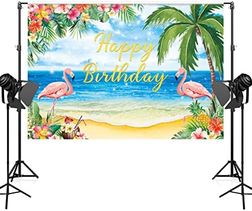 7 * 5 רגל ואאו רקע קיץ פלמינגו יום הולדת רקע טרופי פרחי דקל עץ הוואי חוף צילום רקע גליטר אלוהה חוף מסיבת קישוטי אספקת יום הולדת