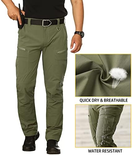 מכנסי טיול טקטיים קלים של Navekull גברים מהיר מתיחה יבש מרובה כיסים מכנסי מטען עבודה חיצוניים