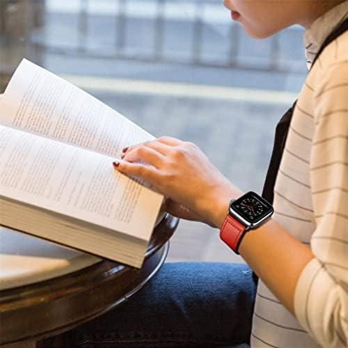 Kyisgos תואם ל- Apple Watch פס עור אמיתי 49 ממ 45 ממ 44 ממ 42 ממ חום ואבטיח אדום