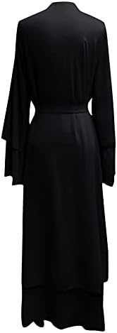 LZEAL שחור ABAYAS לנשים שמלת תפילה שמלת תפילה של שיפון מוסלמית בגדים מוסלמים לגברים למסגד שמלה מוסלמית זורמת שרוול ארוך