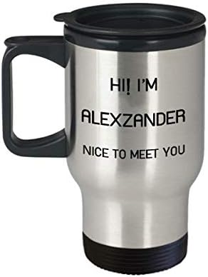 אני אלכסנדר ספל נסיעות שם ייחודי מתנת כוס מתנה לגברים נשים 14oz נירוסטה