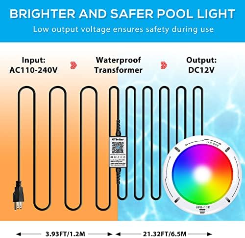 נורות בריכת LED עם בקרת אפליקציות 20W RGB אורות בריכה טבולים ניתן לעמעום עם כוסות יניקה ומגנטים חזקים IP68 אטום למים 12 וולט אור בריכה
