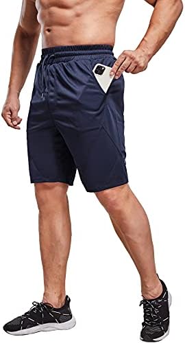 מכנסיים קצרים של מכנסי כושר של Haenpisy Mens Shortic Shorts עם כיסי רוכסן לאימונים