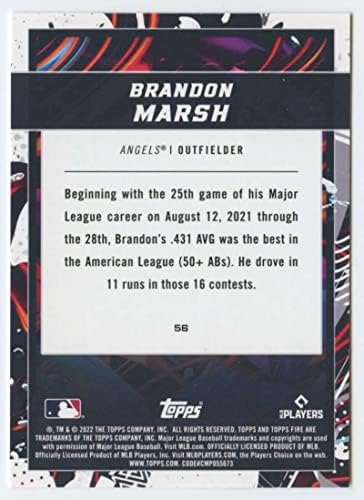 Brandon Marsh RC 2022 Topps Fire 56 טירון NM+ -MT+ MLB מלאכי בייסבול