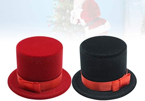 2 יחידות תכשיט תיבת תכשיטי תיבת חג המולד שלג כובע צורת עגילי טבעות מחזיק עבור טקס חתונה אירוסין שחור אדום