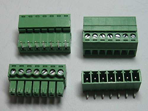 40 PCS זווית 90 ° 7PIN/WAY PITCH 3.5 ממ מחבר חסימת בורג מחבר צבע ירוק סוג הניתן לחיבור עם סיכת זווית