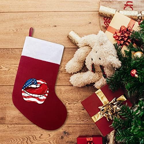 שפתיים דגל אמריקאי בהתאמה אישית של גרב חג מולד ביתי עץ חג המולד קישוטי תלייה