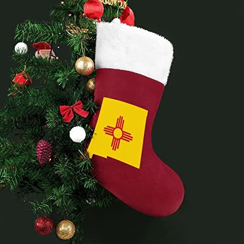 מפת דגל מדינת ניו מקסיקו גרבי חג המולד גרב עץ חג המולד קישוטי סנטה קישוטי קישוטי תלייה לחופשת אח 16.5