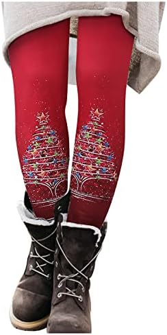 IIUS נשים חותלות לחג המולד רכות רכות חותלות מוברשות חג המולד טייץ עץ מכנסי מכנסיים מותניים גבוהים אימון מכנסי מסיבה מזדמנים