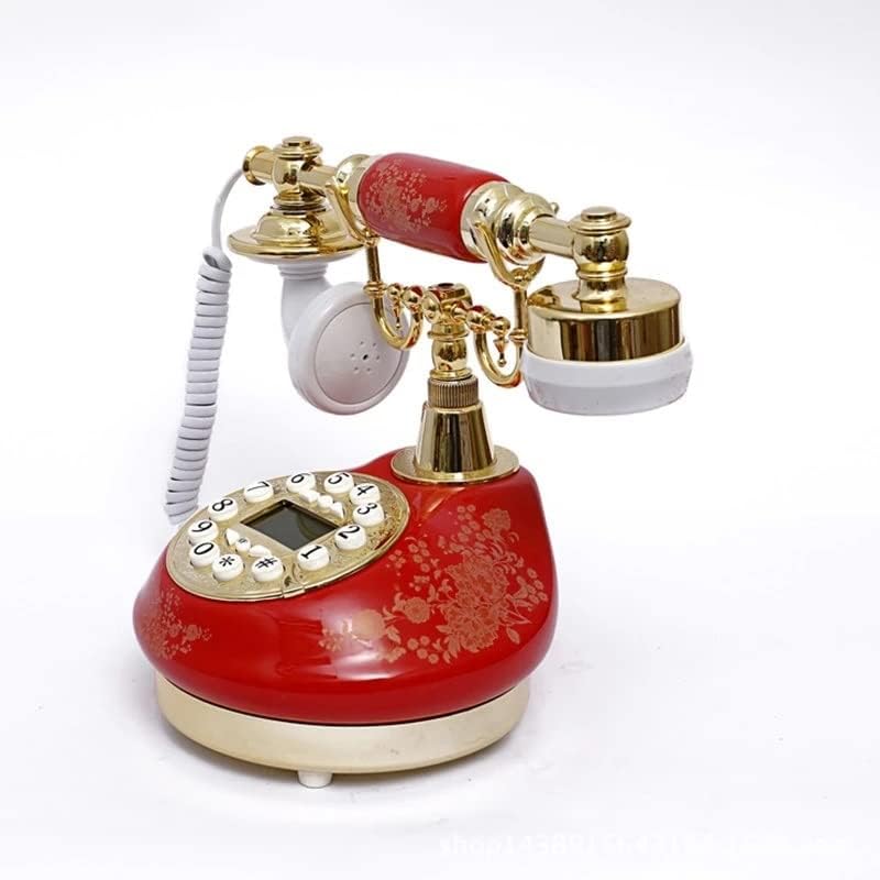טלפון עתיק של GRETD קווי טלפונים טלפונים מיושנים לחיוג כפתור, LCD תצוגת טלפון רטרו קרמי קלאסי