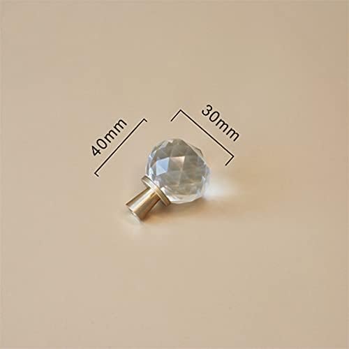 KXDFDC 2 יחידות כדור בדולח בהיר + ידיות פליז דלת ארון ידית שידה מושכת ידיות זכוכית חומרה