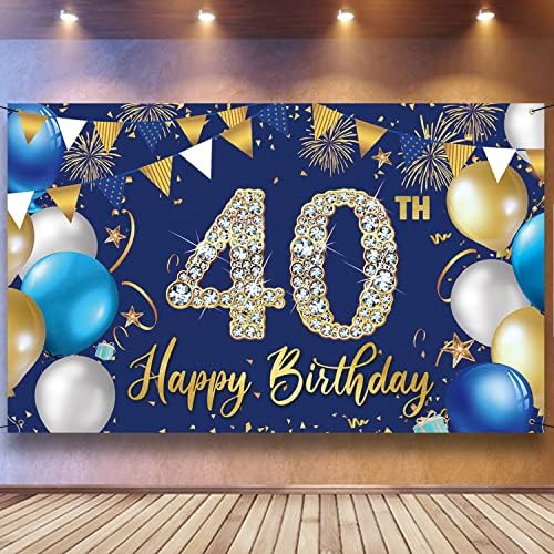 רקע קישוטי יום הולדת 40 לגברים, קישוט יום הולדת 40 שמח לגברים, רקע צילום יום הולדת כחול, 40 שנה מסיבת יום הולדת סימן פוסטר אבזרי תמונה