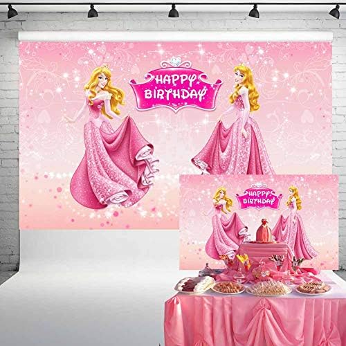 נסיכת היפהפייה הנרדמת אורורה ספקי צד רקע צילום 5 על 3 רגל תינוק מקלחת ילדה מסיבת יום הולדת עוגת שולחן באנר קישוט 45
