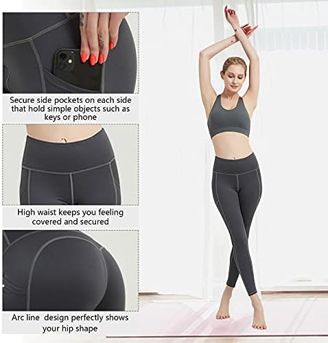 מכנסי יוגה של רובם בקרת בטן מותניים גבוהה בקרת חותלות ריצה של 4 דרך לנשים רכות וחלקות ללא ראייה מכנסי אימון ספורט עם כיסים, שחור, XL