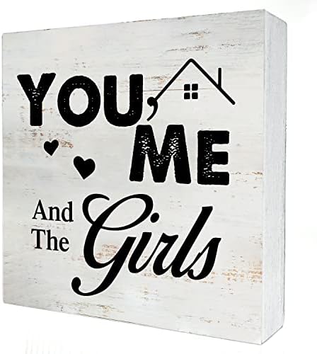 אתה אני והבנות שלט קופסאות עץ עם אמירה עיצוב שולחן עבודה 5 x 5 אינץ
