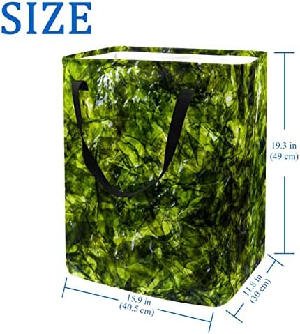 צילום מקרוב של הדפס מרקם אצות ירוק סל כביסה מתקפל, סלי כביסה עמידים למים 60 ליטר אחסון צעצועי כביסה לחדר שינה בחדר האמבטיה במעונות