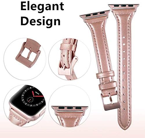 Dagelon תואם להקת Apple Watch 44 ממ סדרה 5 סדרה 4 42 ממ סדרה 3 2 1, צמיד עור אצילי אלגנטי פשוט רצועת החלפה שיקית מסוגננת לאצמ