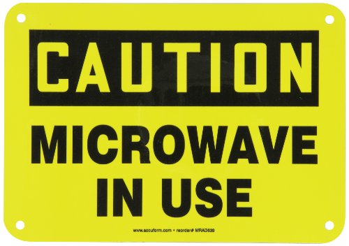 Accuform mrad639VA שלט בטיחות אלומיניום, אגדה זהירות מיקרוגל בשימוש, 7 רוחב אורך x 10, שחור על צהוב