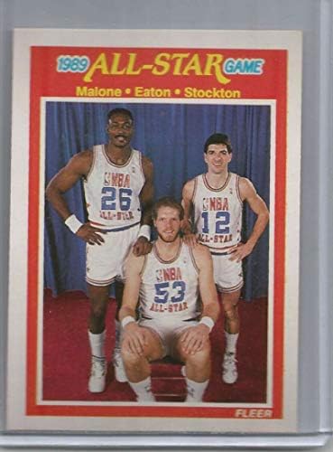 1989-90 Fleer 163 קארל מלון/מארק איטון/ג'ון סטוקטון ג'אז ככרטיס כדורסל NBA NM-MT