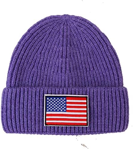 גברים של כפה רפוי לסרוג כובע באזיקים גולגולת כובעי אמריקאי דגל הדפסת רך חורף כובעי זכר קומפי חם כובעים סרוגים