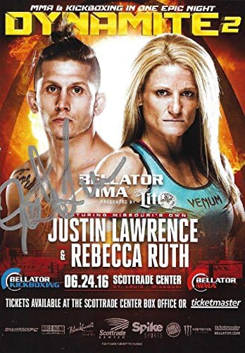 ג'סטין לורנס חתום על Bellator Dynamite 2 MMA 4x5.5 פוסטר אירוע עלון UFC אוטומטי - פוסטר אירוע UFC עם חתימה